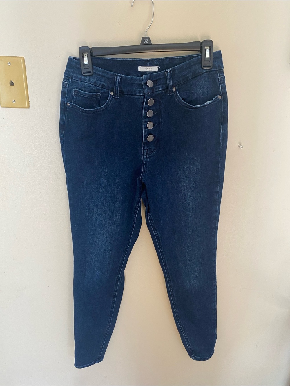 Maurices M-Jeans Dark Blue High-Rise Skinny Jeans with Button-Fly Sz Medium